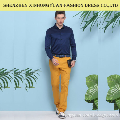 new design contrast fabric made to measure cotton slim men shirt